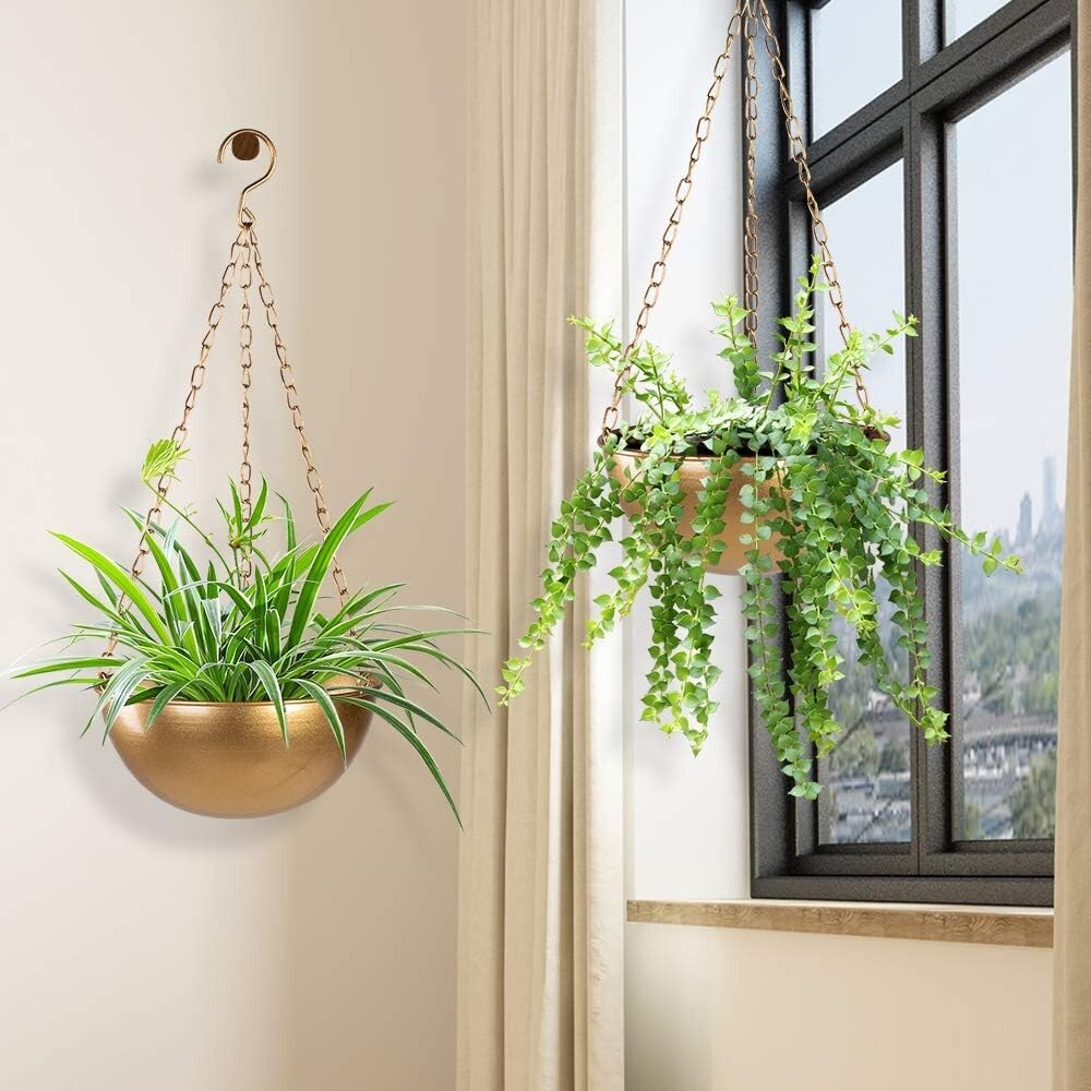 Elegant 10-Inch Gold Hanging Plant Pot - Perfect for Mid Century Modern Decor