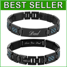 Load image into Gallery viewer, Stylish Black IP Plated Bracelet - Engraved for Dad, Perfect Gift Packaging