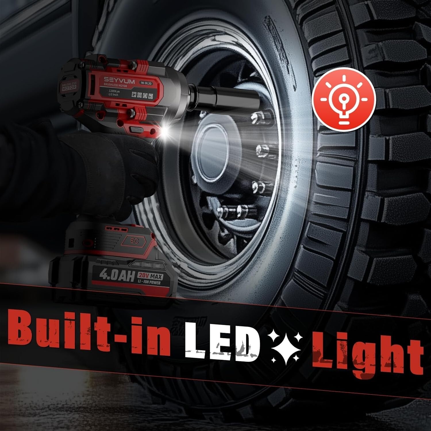 20V Cordless Electric Impact Driver - 3500 RPM, LED Light & 6 Sockets Included