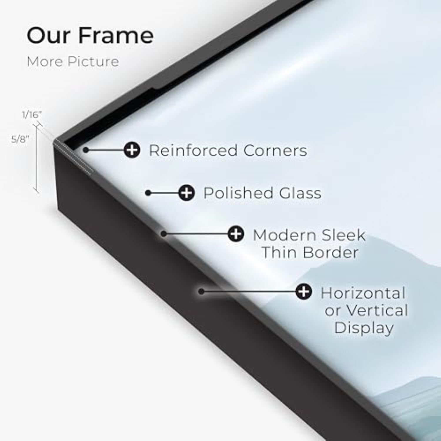 Durable Black Picture Frame Set - 6-Pack Front Loading, Easy Photo Changes