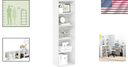 Elegant White 5-Stage Bookcase: Perfect for Living Rooms and Home Offices