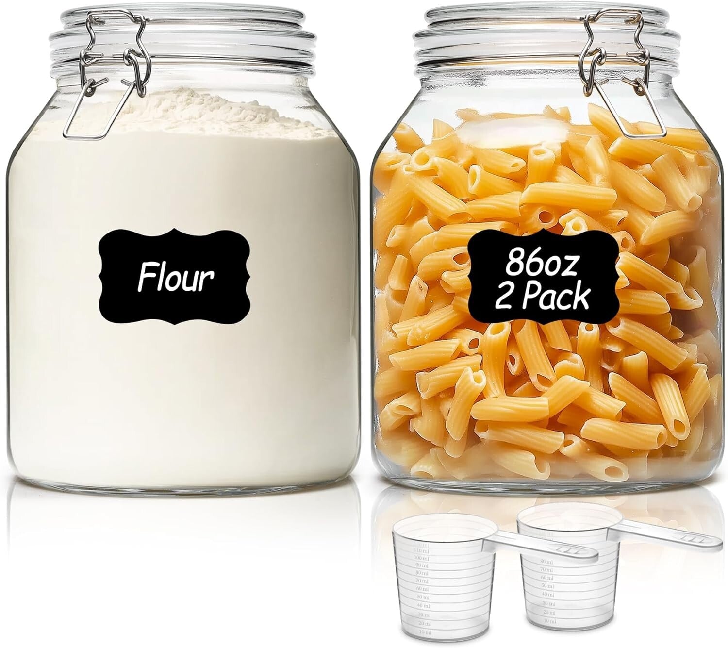 Versatile 86 oz Glass Storage Jars with Airtight Lid - Ideal for Kitchen Use