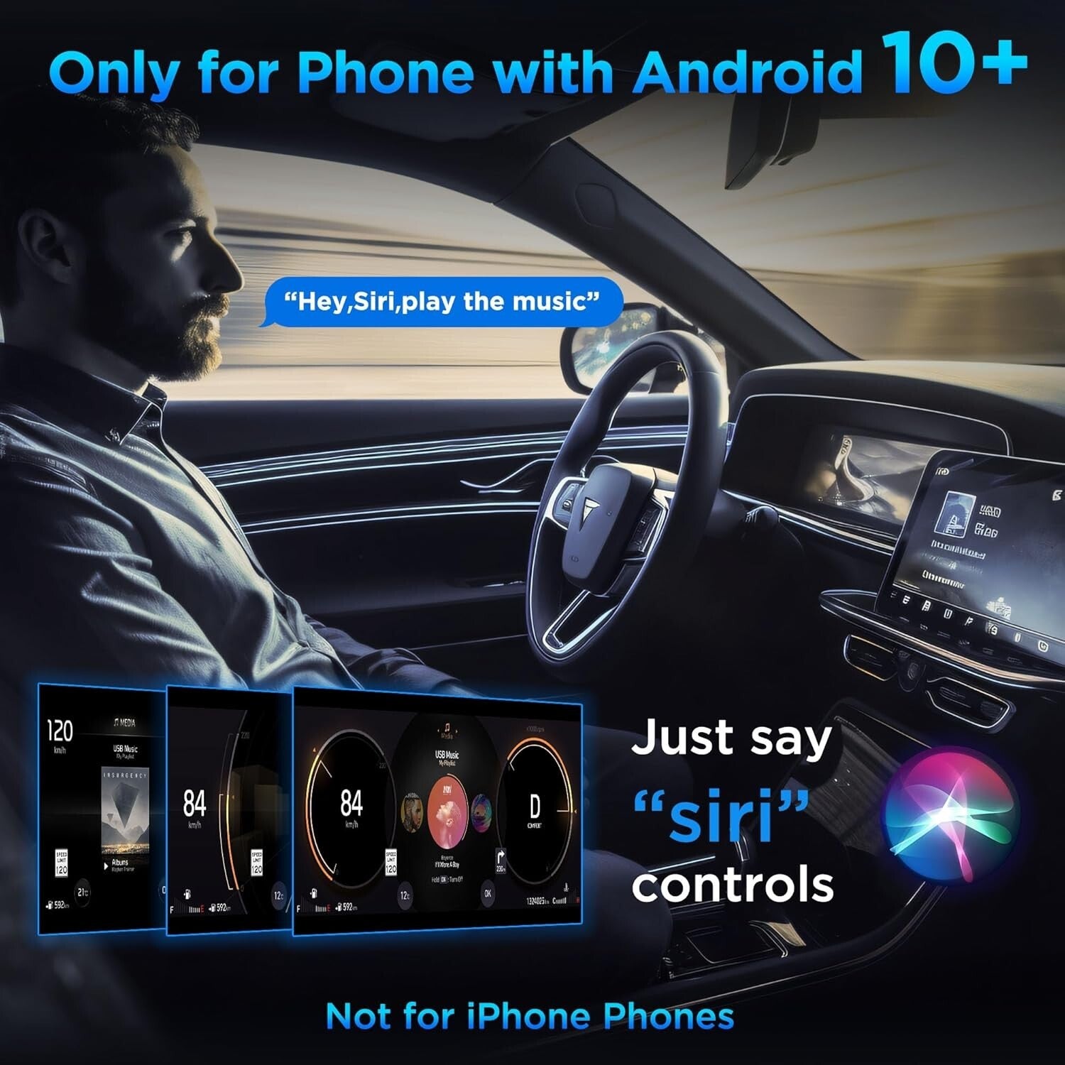 Plug-and-Play Wireless Adapter for Android Auto - Compatible with 800+ Cars