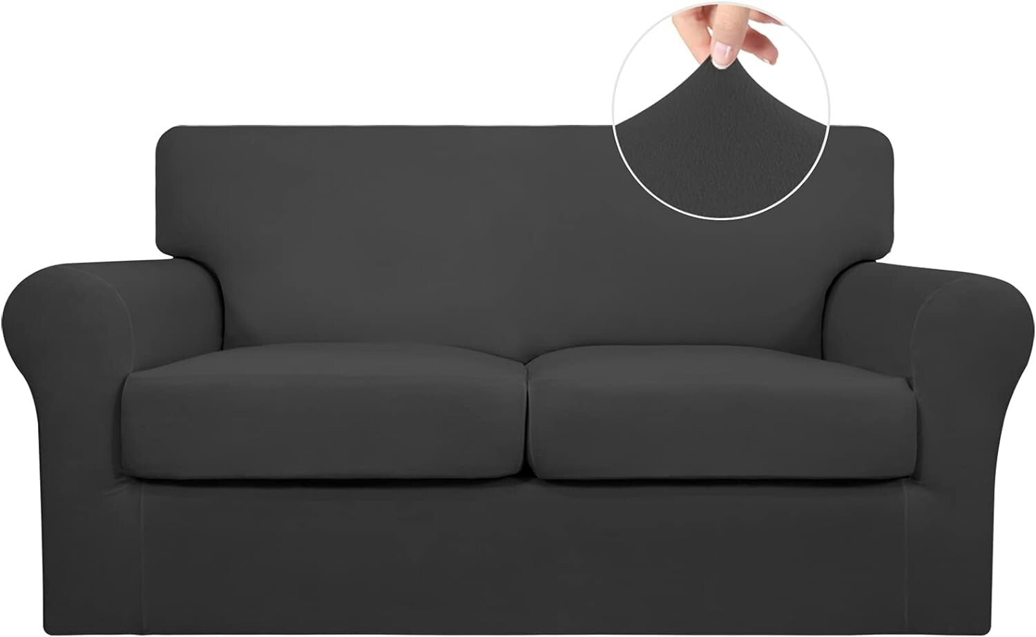 Stretch Pet-Friendly Sofa Cover: 3-Piece Set for Durable Protection - Dark Gray
