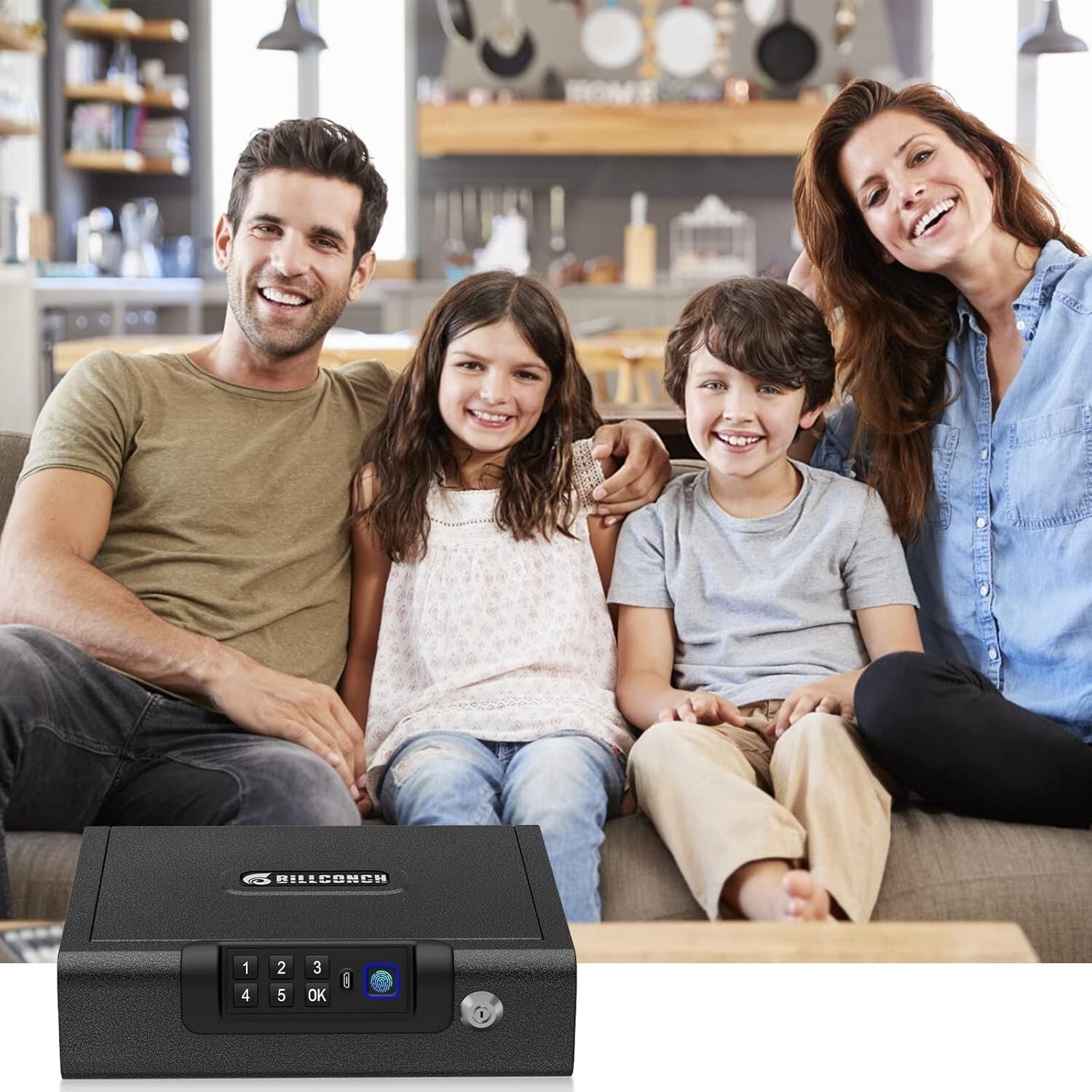 Secure Gun Safe with Biometric Access and USB Rechargeable Battery - Ideal Size