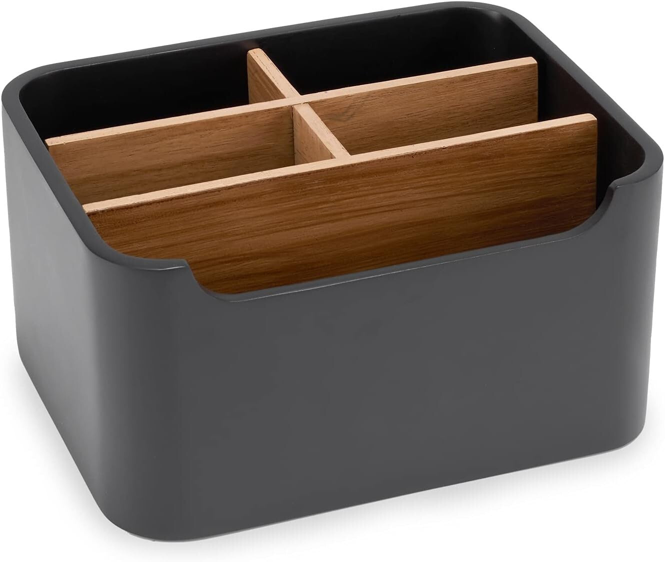 Versatile Polished Black Desk Organizer Set with 5 Compartments - Durable & Chic