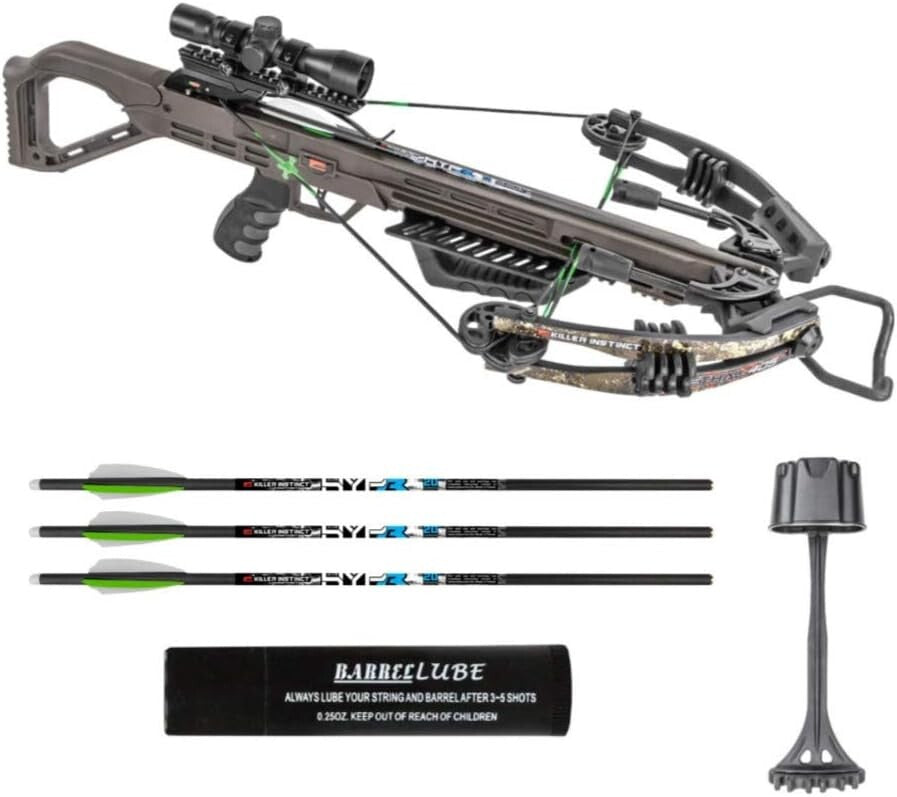 Lethal 405 FPS Crossbow Bundle with Case & 100-Grain Broadheads - Ambidextrous