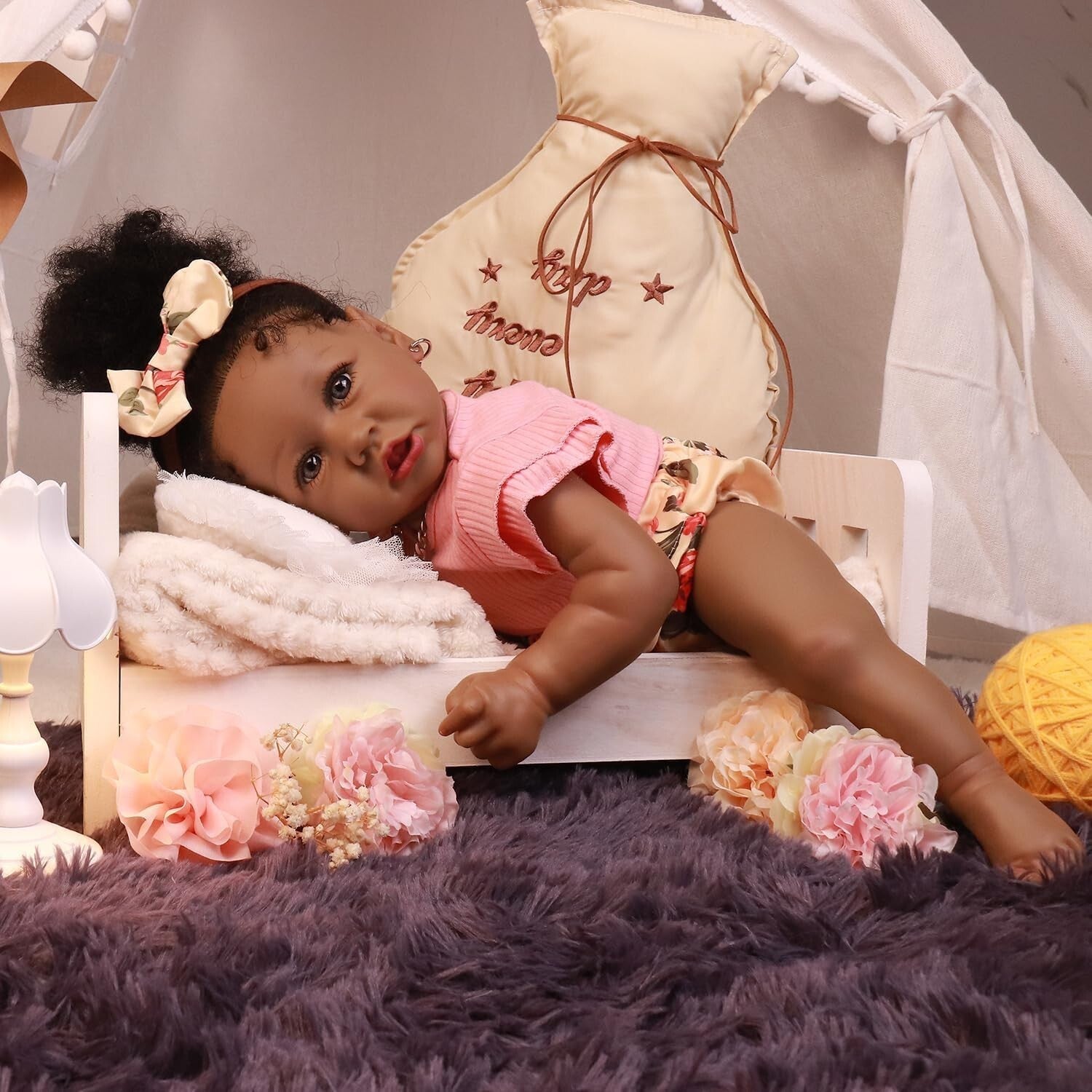 Realistic 22.8" African American Reborn Baby Doll - Ideal for Nurturing Play