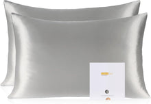 Load image into Gallery viewer, Luxury 600 Thread Count Mulberry Silk Pillowcases 2 Pack - Queen Size, Grey