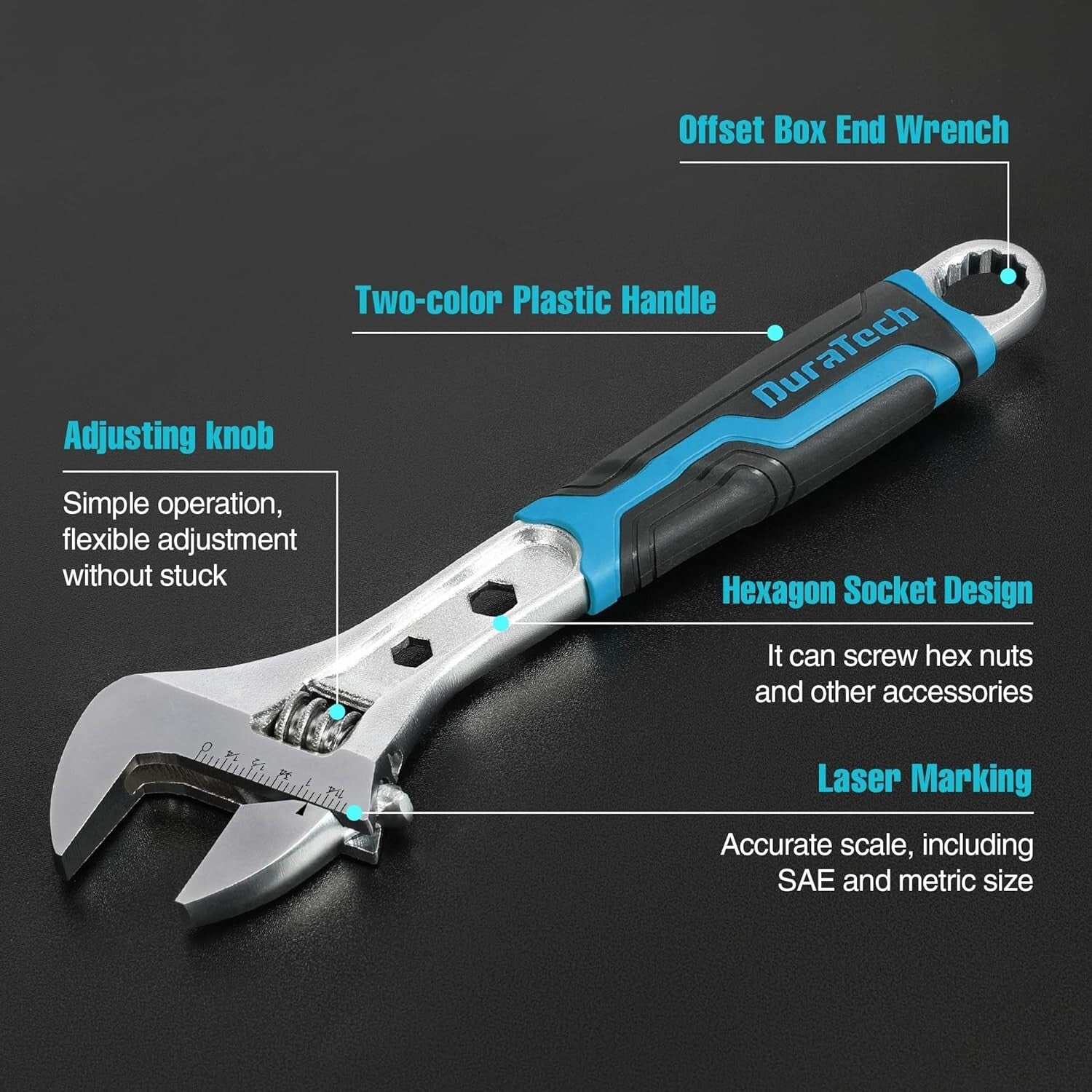 Durable 6-12 Inch Adjustable Wrench Set with Chrome Finish for Professionals