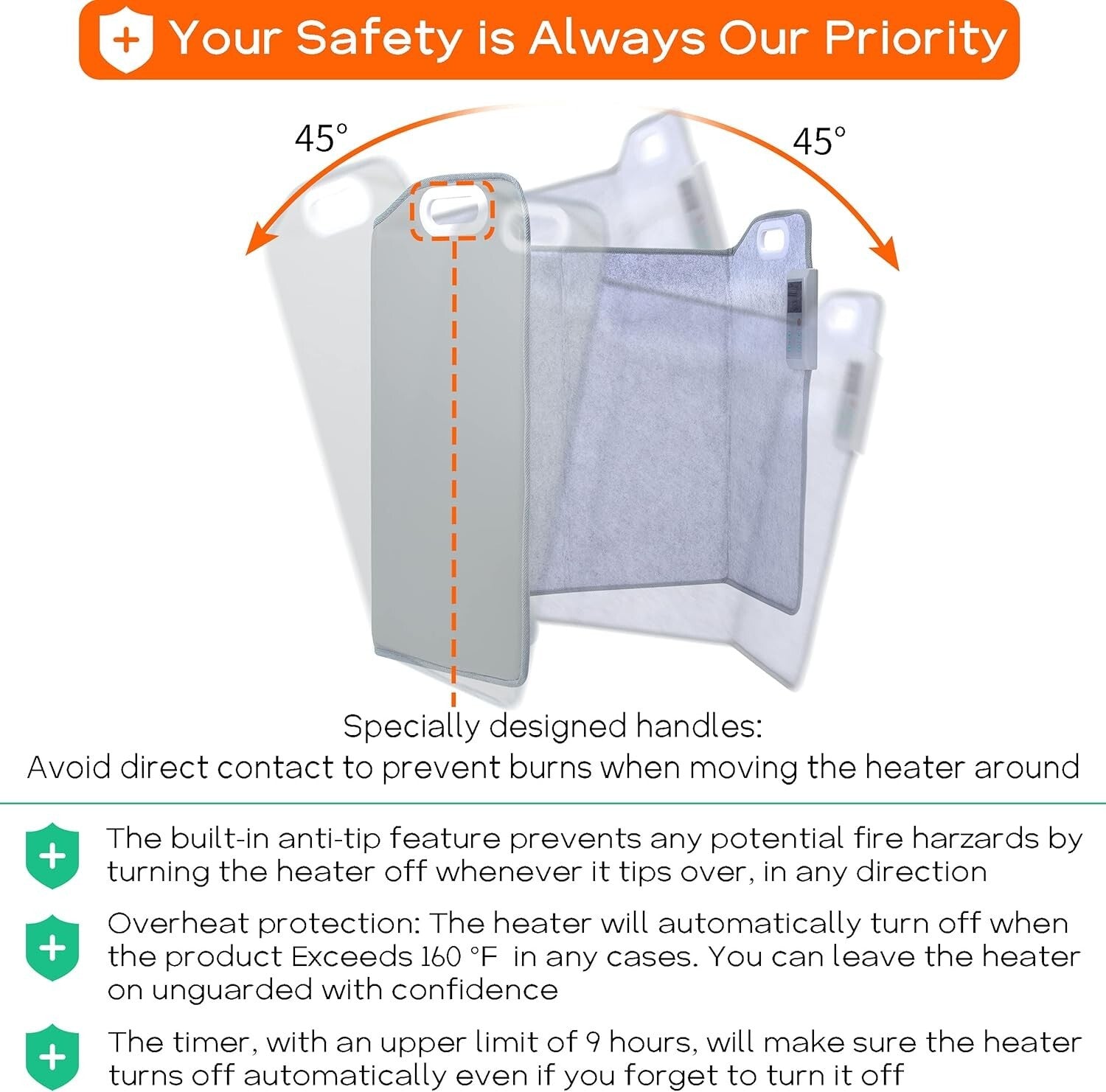 Electric Radiant Space Heater with Timer - Foldable Under Desk Heating Mat