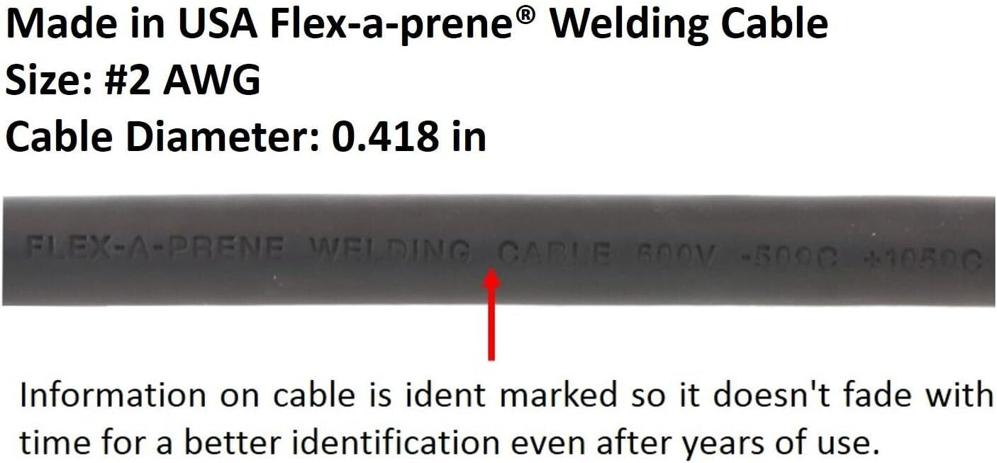 Flex-A-Prene 200 Amp Electrode Holder - 15 Feet Welding Cable, High Conductivity