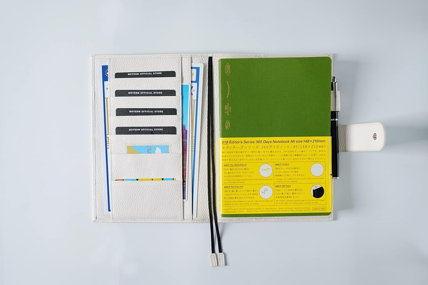 Elegant Pebbled-Cream Leather Cover for A5 Notebooks & Planners - Fits Hobonichi