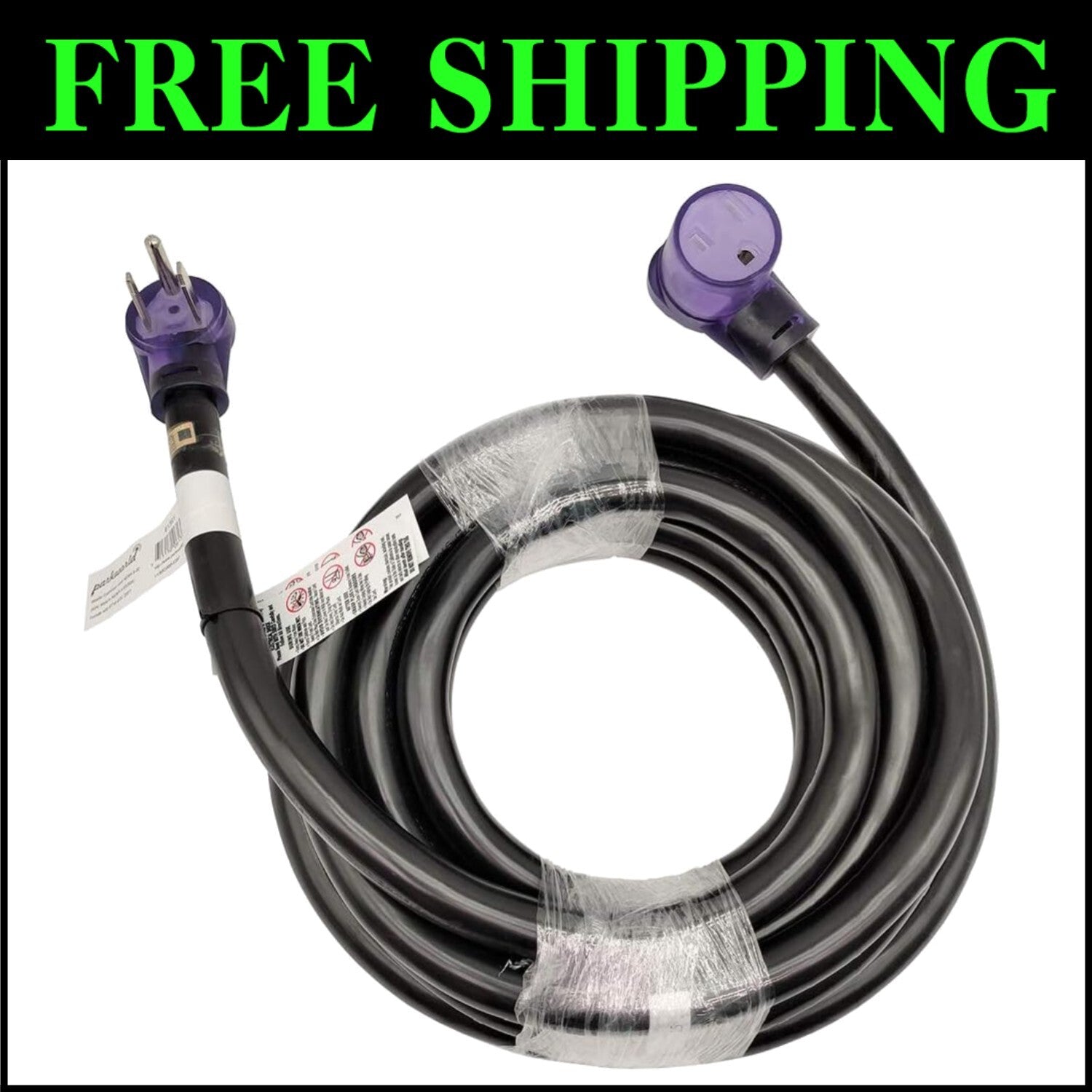 250 Volt NEMA 6-50 Welder Extension Cord, 6AWG 50A 25FT with Lighted Connector