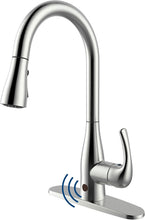 Load image into Gallery viewer, Modern Touchless Kitchen Faucet in Brushed Nickel with Retractable Hose Feature