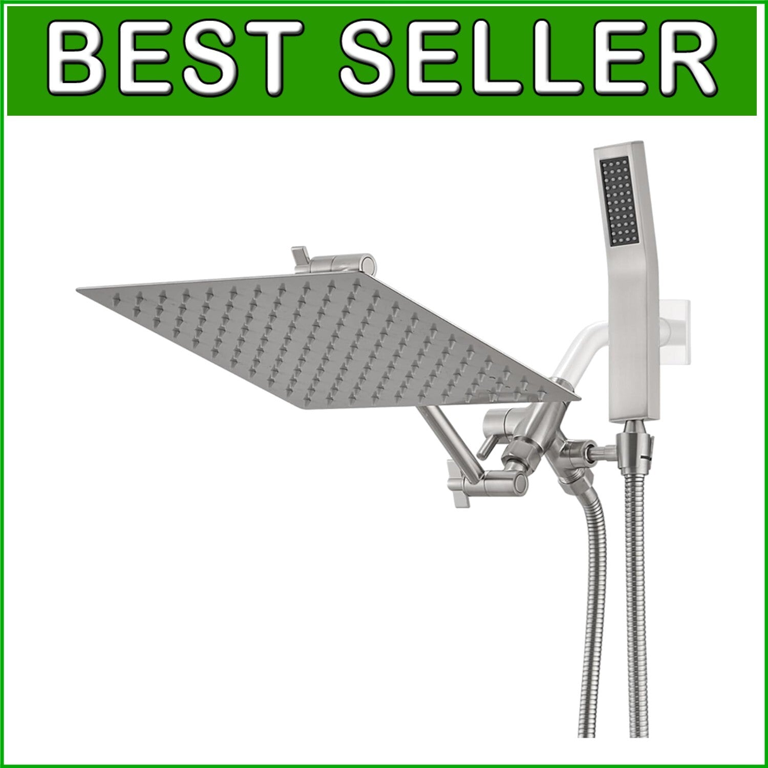 12-Inch Brushed Nickel High Pressure Dual Rain Shower Head with Handheld Option