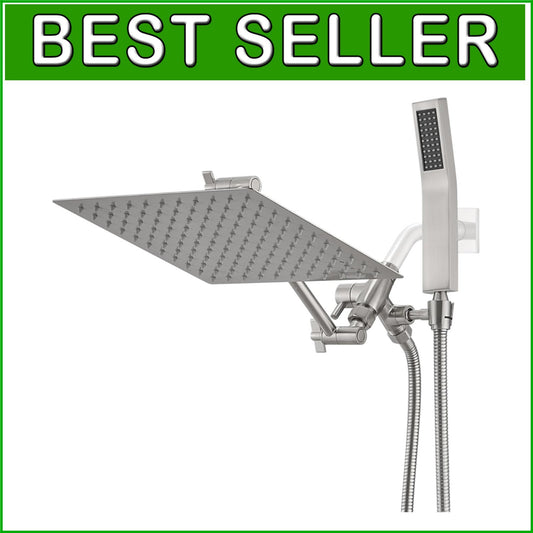 12-Inch Brushed Nickel High Pressure Dual Rain Shower Head with Handheld Option