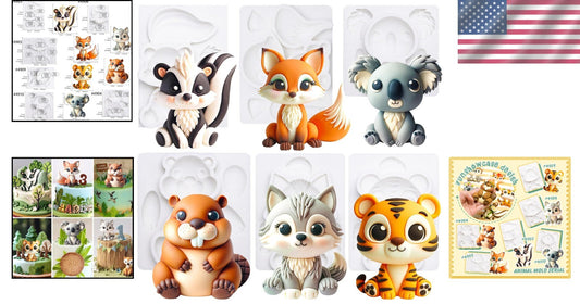 Food-Grade Woodland Animal Cake Topper Molds - Perfect for Kids' Parties