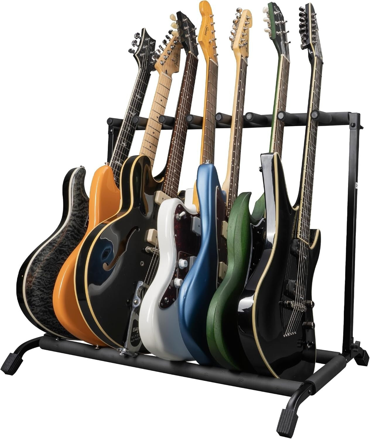 Compact Folding Guitar Stand for 7 Instrument Storage - Ideal for Travel