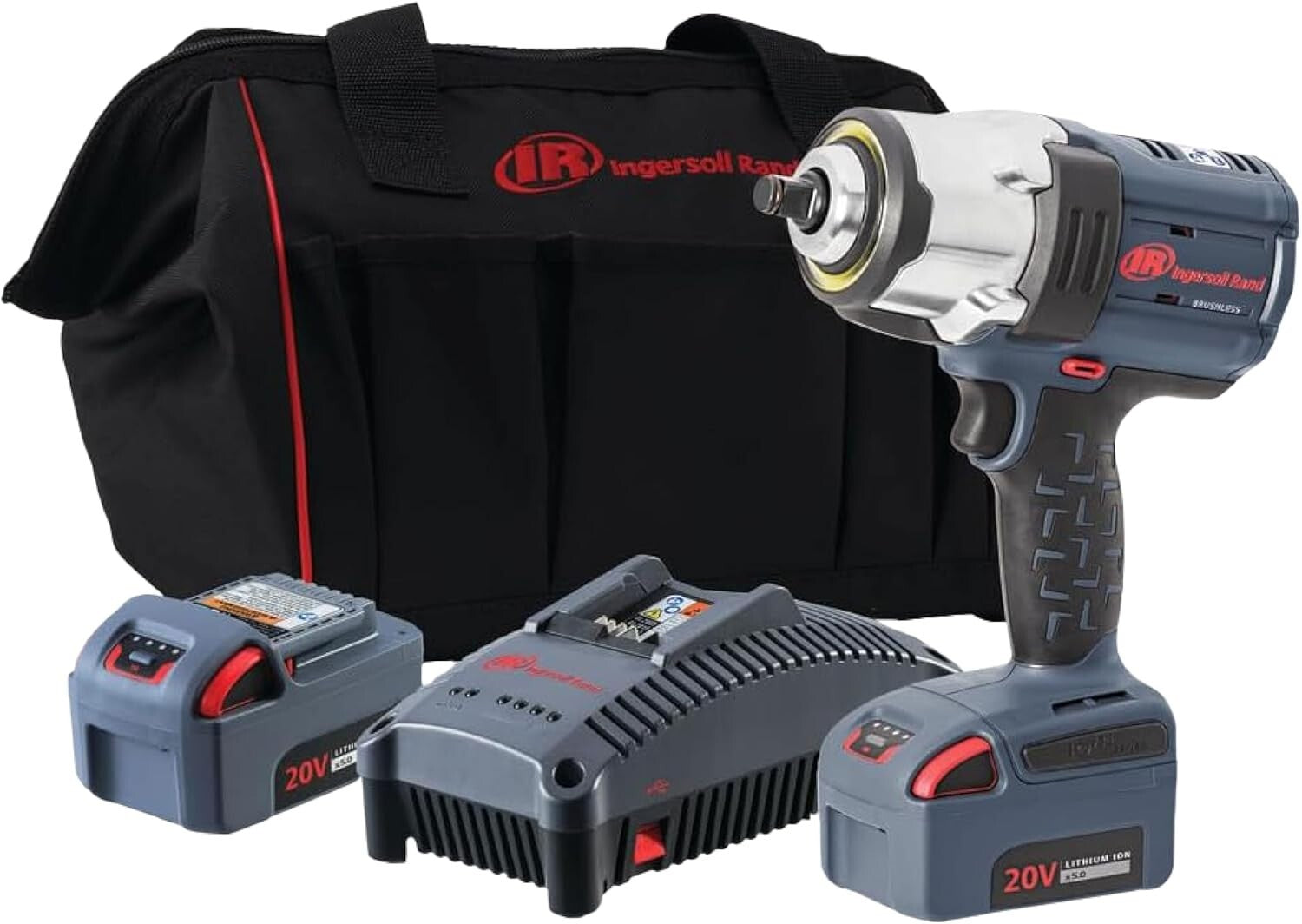Compact 20V Impact Wrench - 1500 ft-lbs Torque, 2 Lithium Batteries & Charger