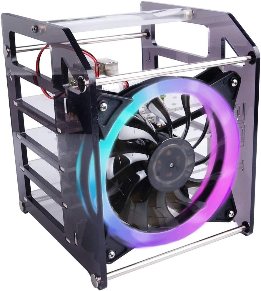 Premium Raspberry Pi Stackable Tower Case with RGB Fan for Optimal Cooling