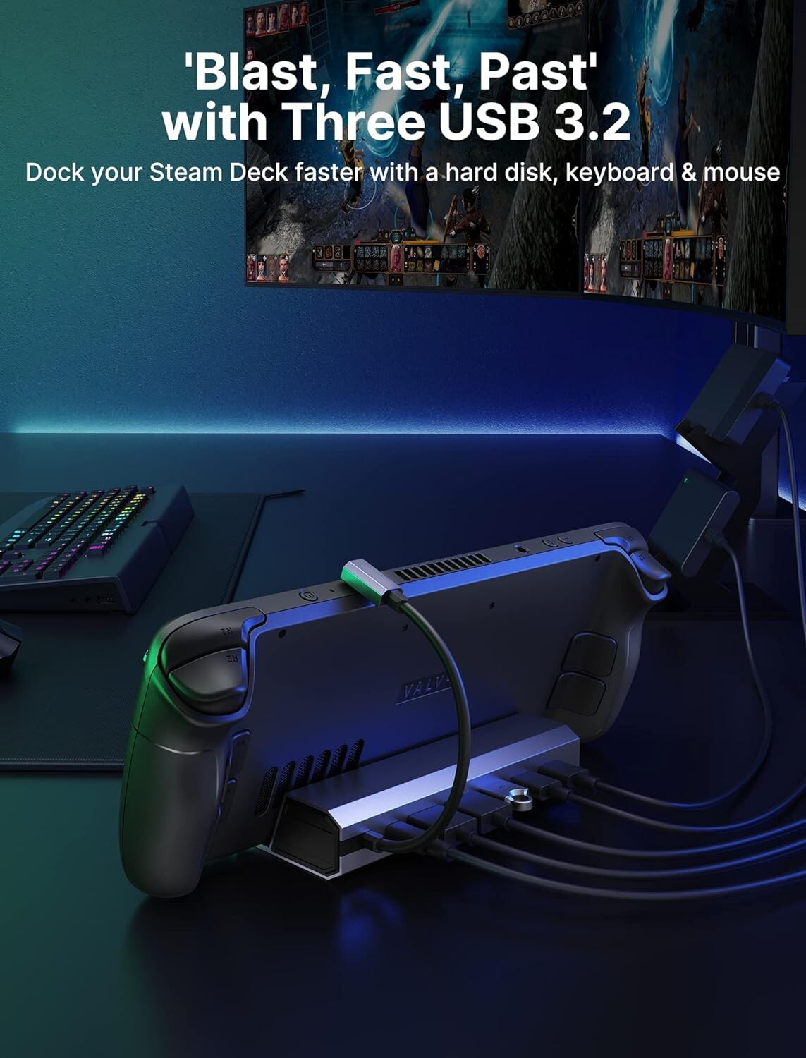 7-in-1 Docking Station for Steam Deck/Rog Ally/Legion Go - 4K HDMI & Ethernet