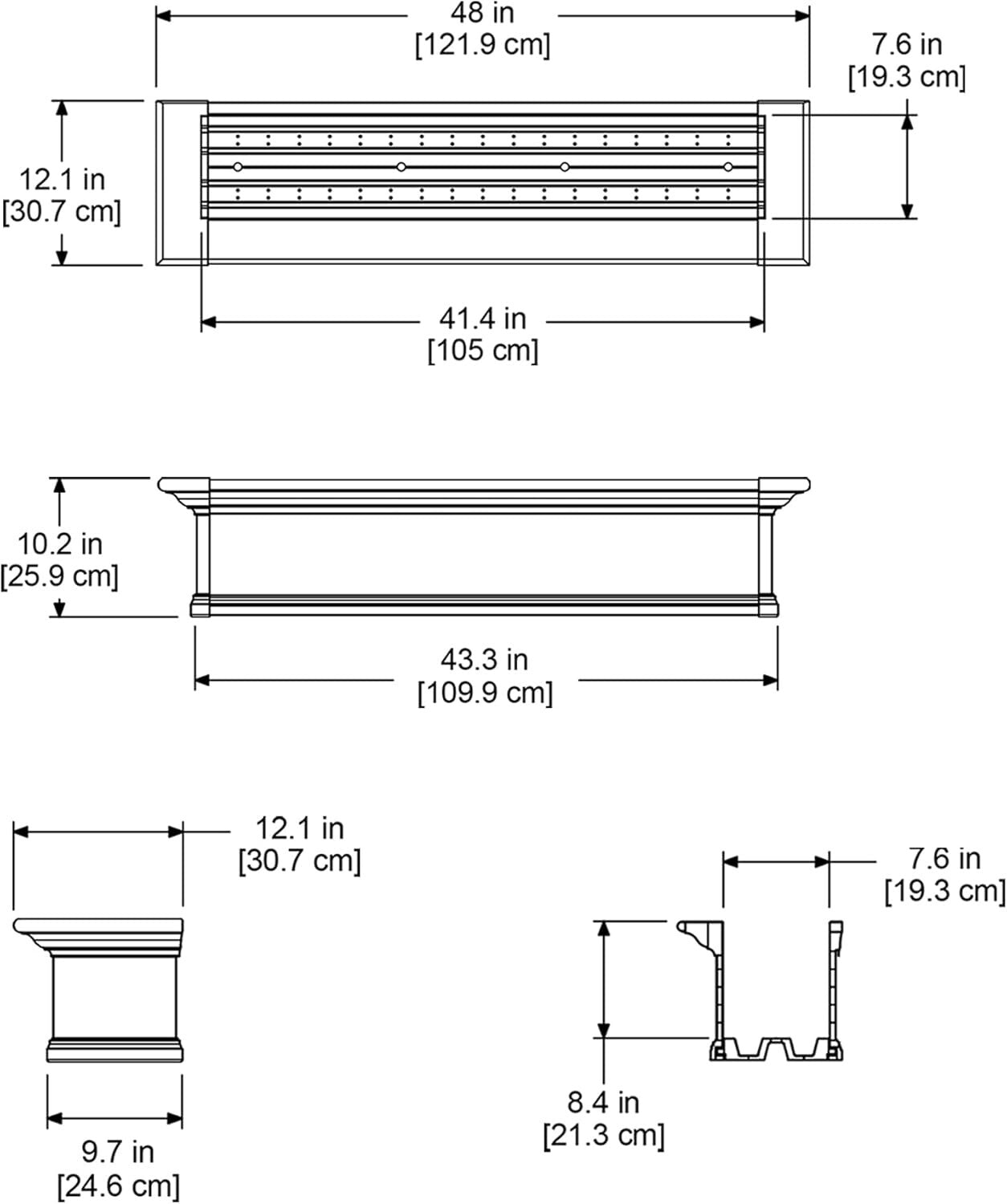 Lightweight 48 Inch White Window Box with Built-In Reservoir for Thriving Plants