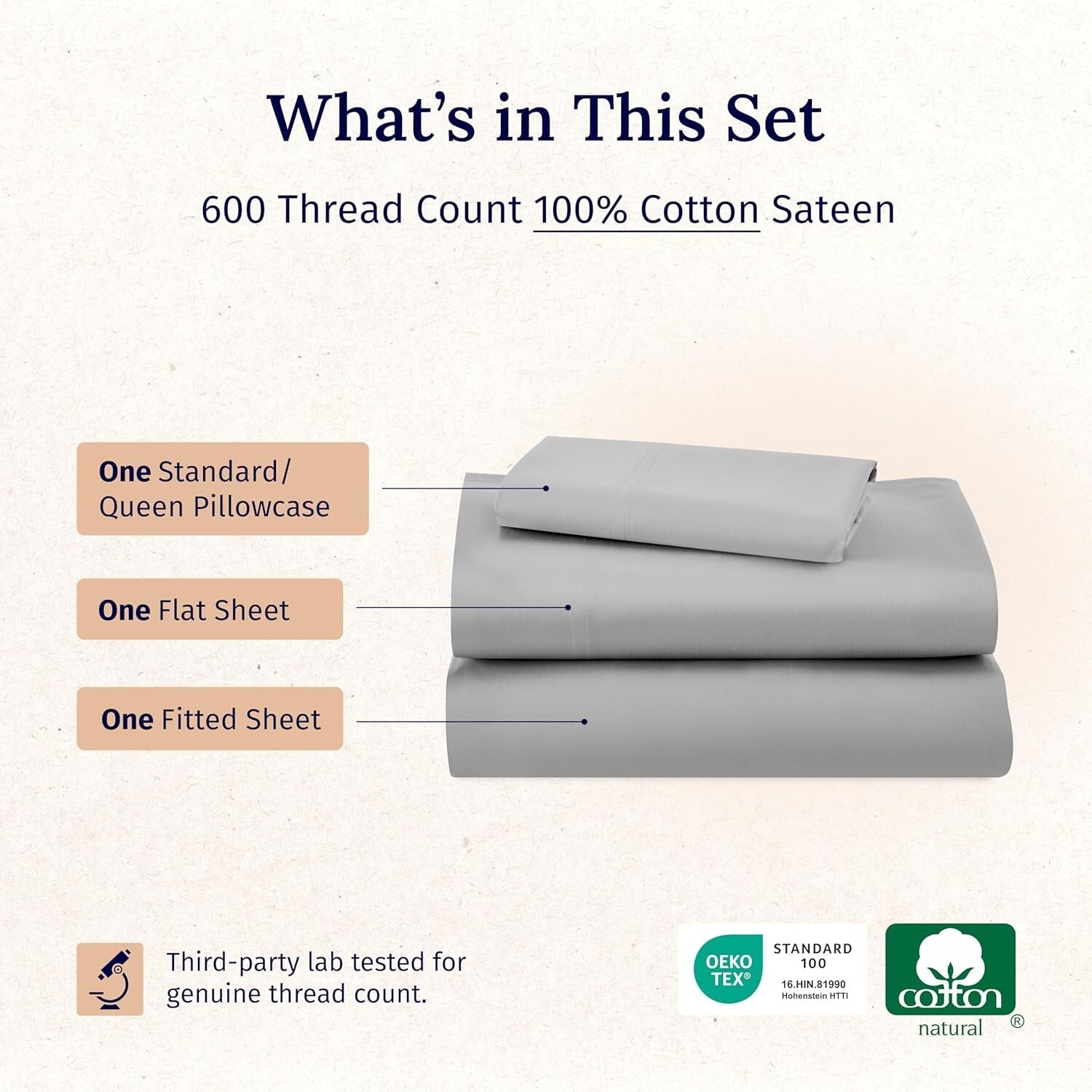 Deep Pocket Twin Sheet Set - 100% Cotton Sateen, Luxurious Comfort & Style