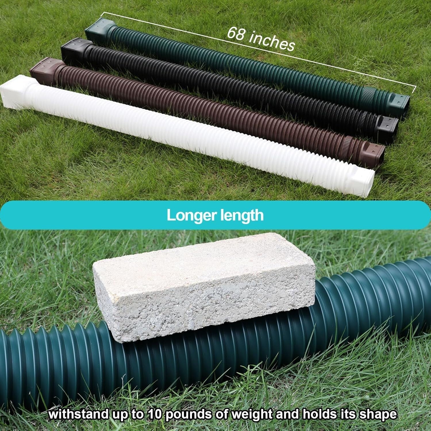 Adjustable Rain Water Downspout Extenders - Flexible, Durable & Easy to Install
