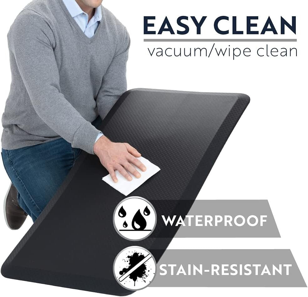 Durable Scratch-Resistant Anti-Fatigue Mat - Black, 24x17, Comfort Redefined