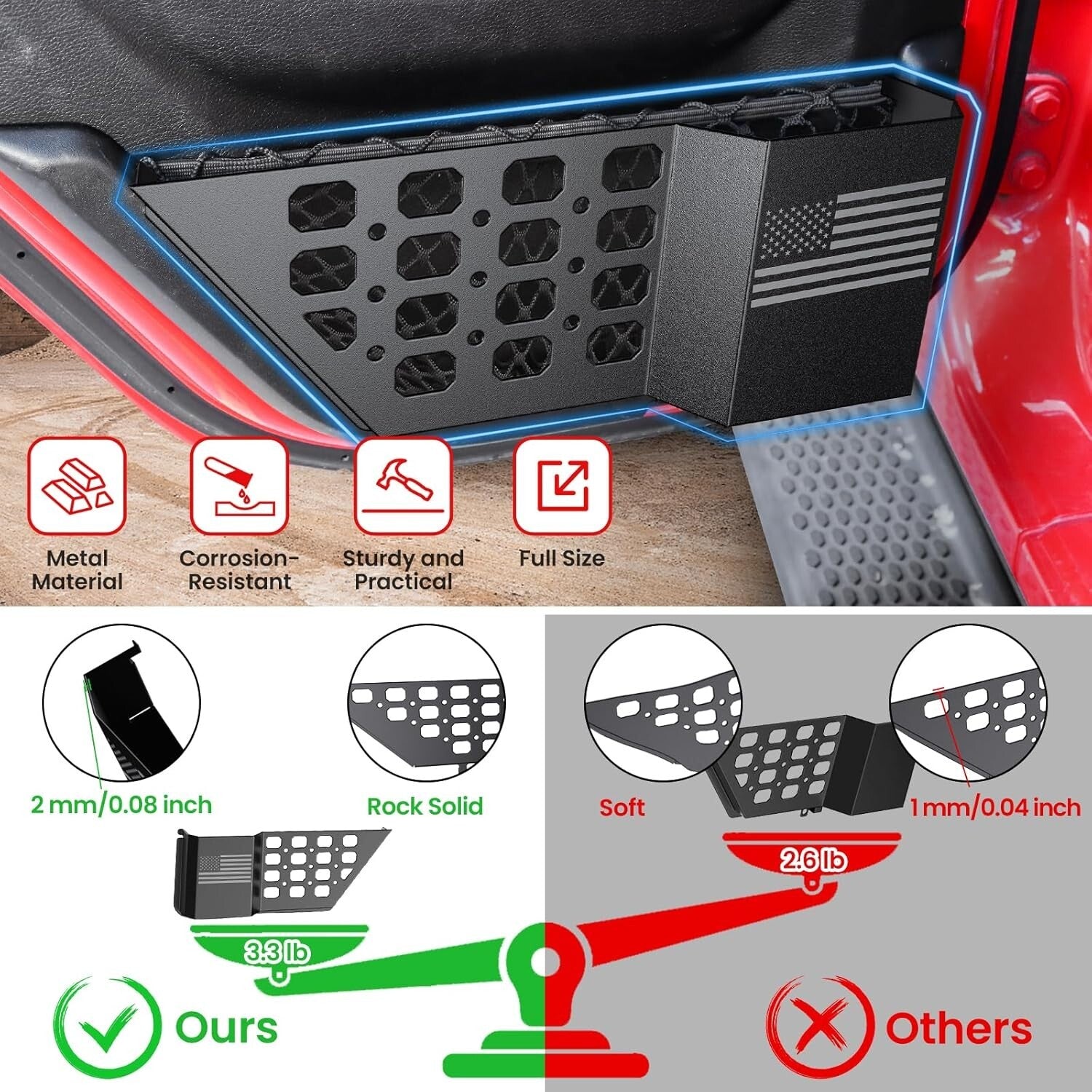 2-Pack Molle Panel Rear Door Storage Organizer for 2018-2025 Jeep Wrangler & JT