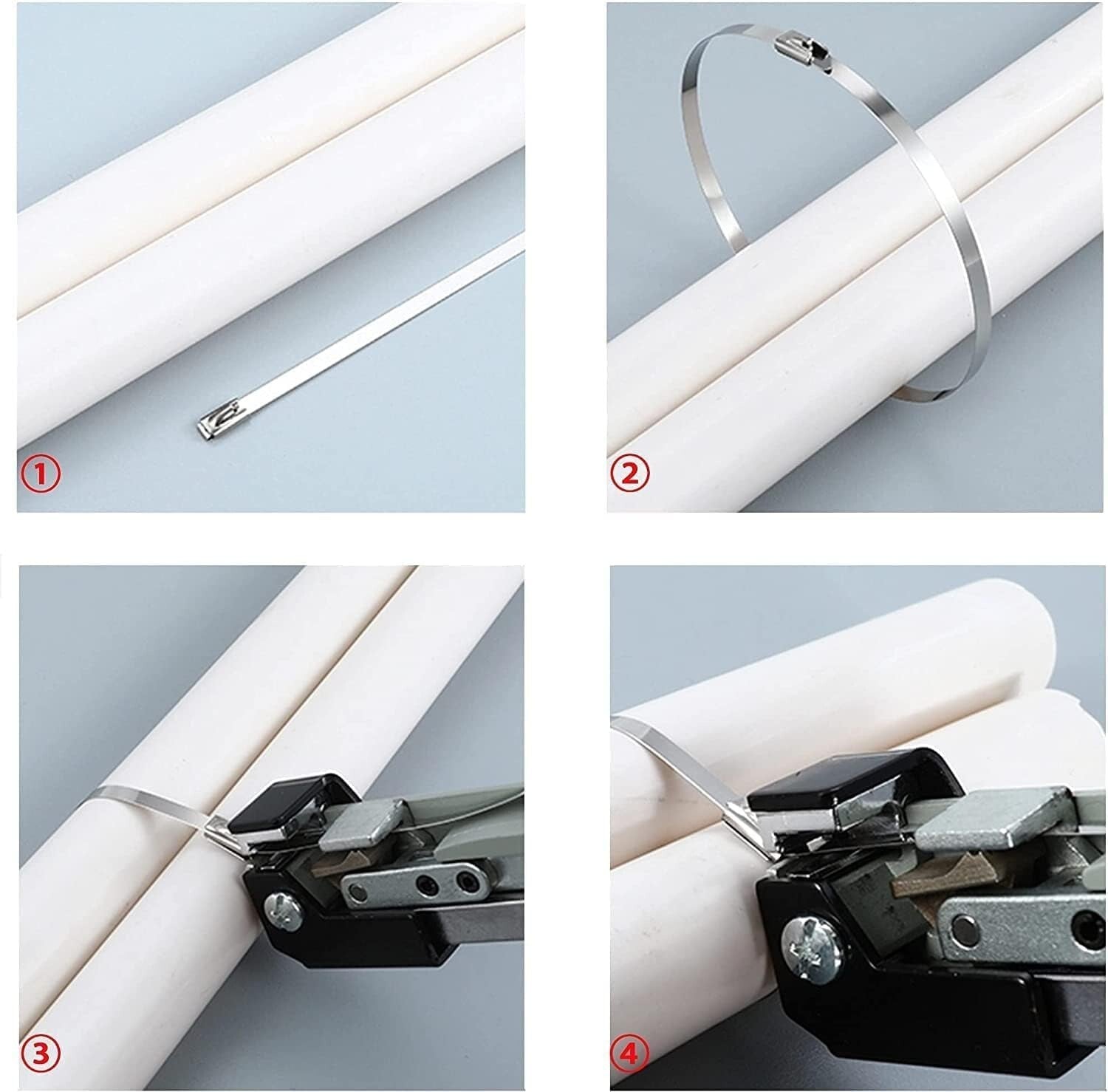 Durable 1000 pcs Self-Locking Metal Zip Ties, 11.8 Inches for Versatile Bundling