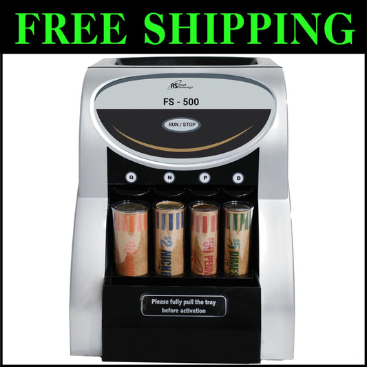 Efficient One-Row Coin Sorter with Patented Anti-Jam Tech and Overflow Tray