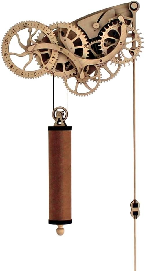 Intricate Laser-Cut Wooden Clock Model with Pendulum - DIY Experience