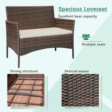 Load image into Gallery viewer, Elegant Brown and Beige Patio Furniture Set - Loveseat, Chairs &amp; Table Included