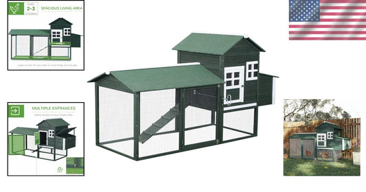 Eco-Friendly 84" Chicken Coop with Water-Resistant Roof - Perfect for All Breeds