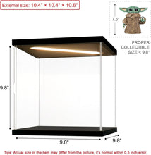 Load image into Gallery viewer, Square Acrylic Display Case with LED and Stackable Design for Collectibles, 9.8"