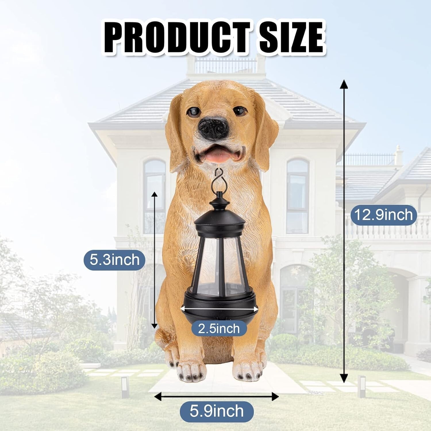 Delightful Solar Dog Outdoor Statue - Resin Garden Decor with Light Feature