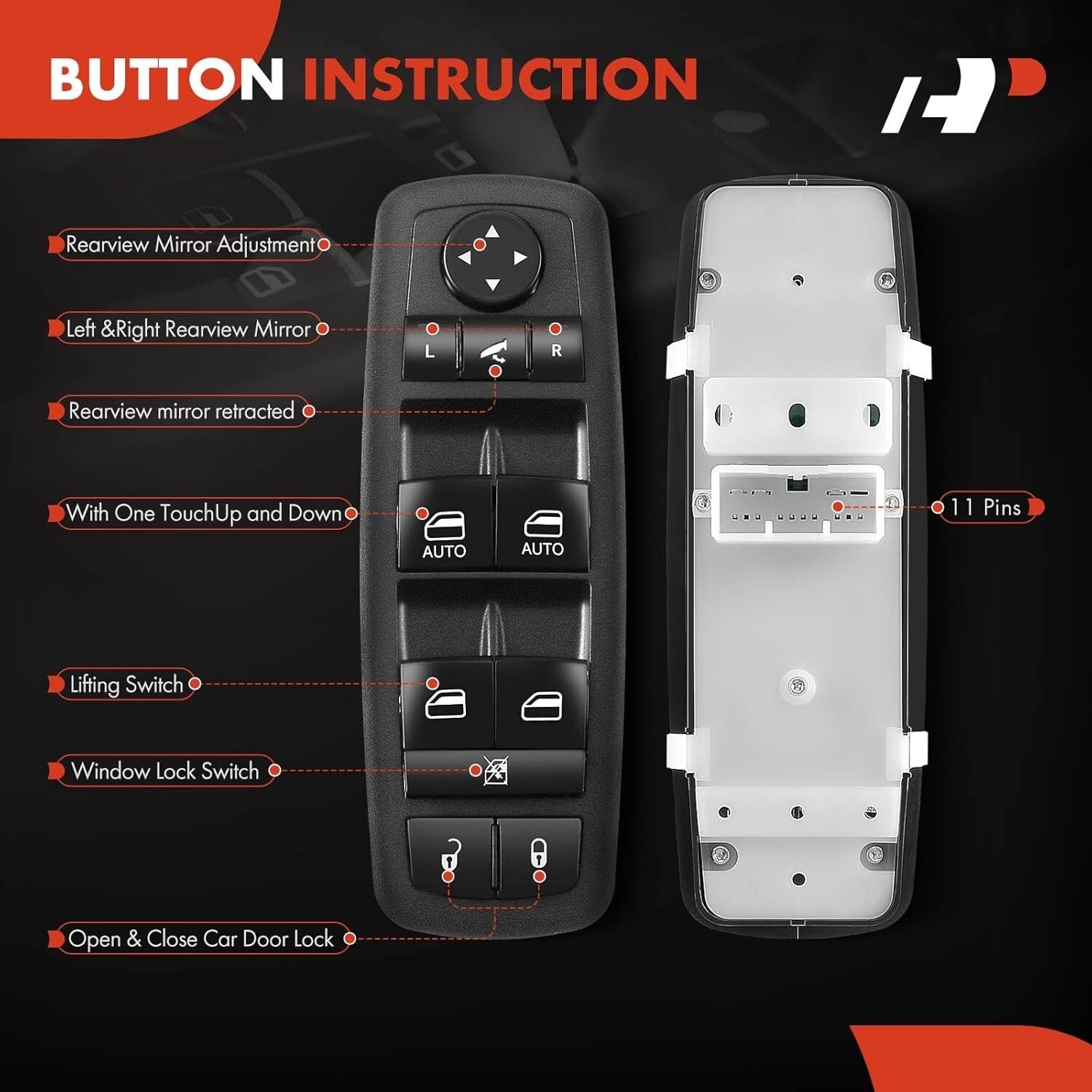Replacement Power Window Switch for 2014-2018 SUVs - Easy Plug-in Installation