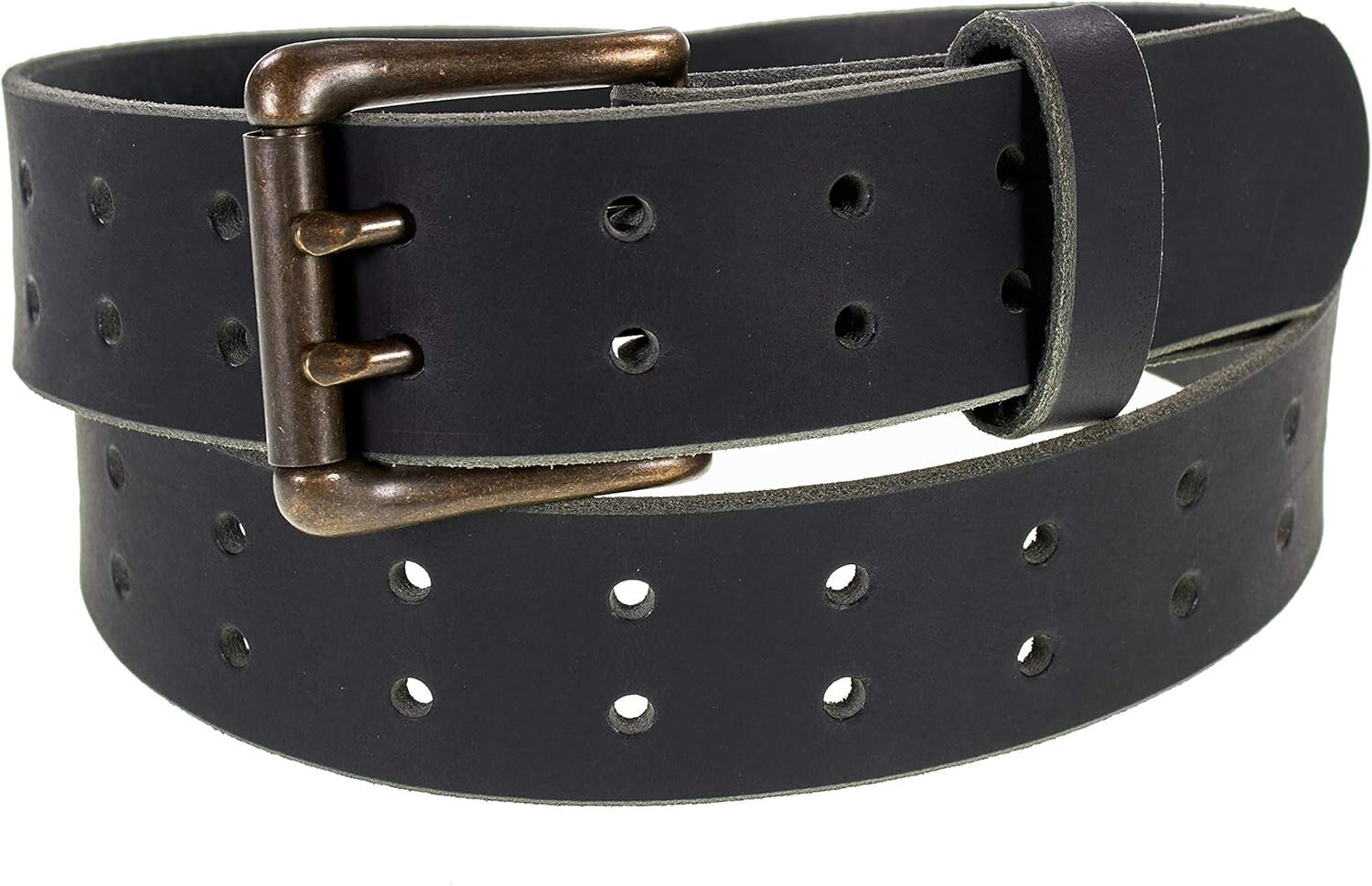 Durable Amish Crafted Leather Belt - Double Prong with Antique Finish 1½"
