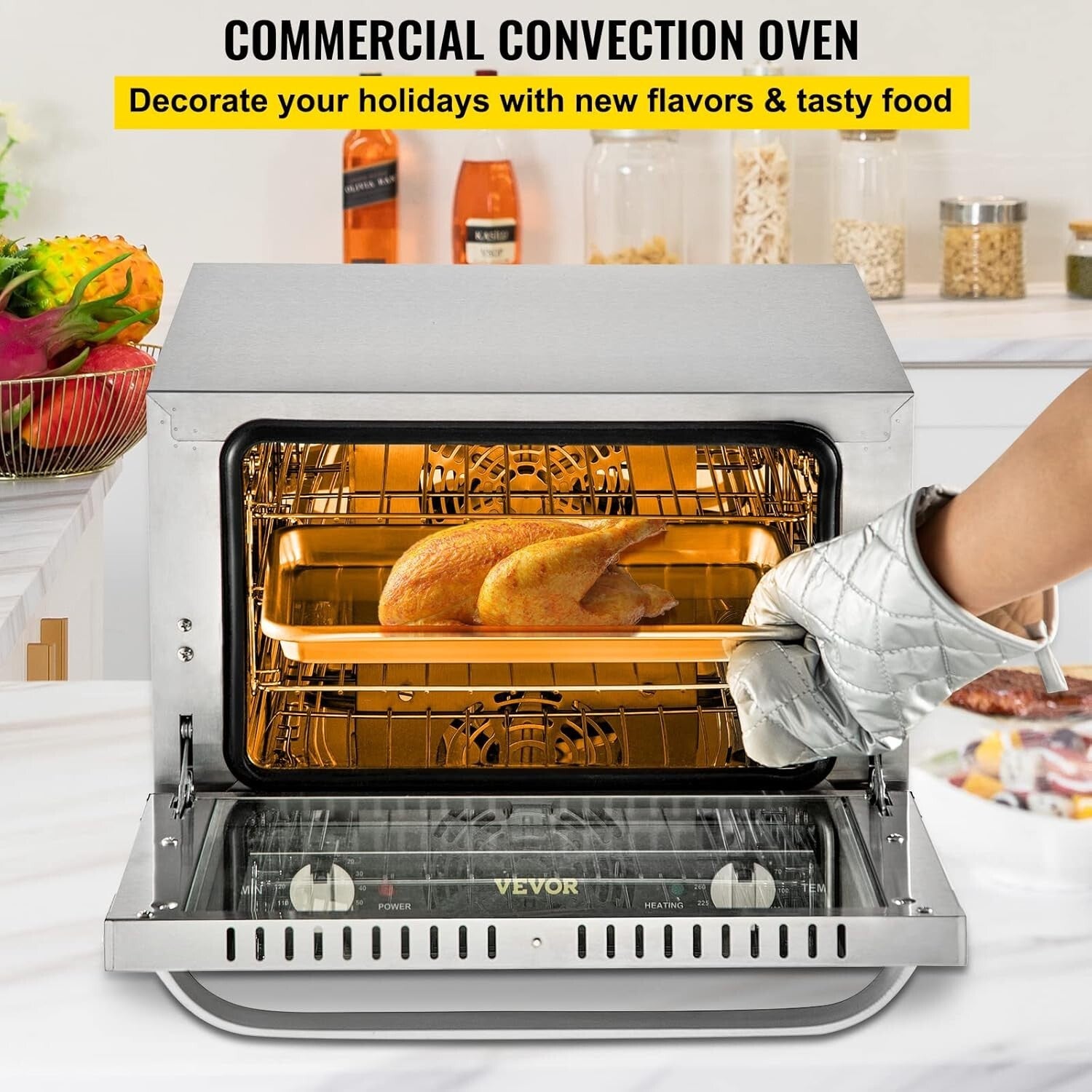 3-Tier 19Qt Baking Oven with Hot Air Circulation - Ideal for Home & Commercial