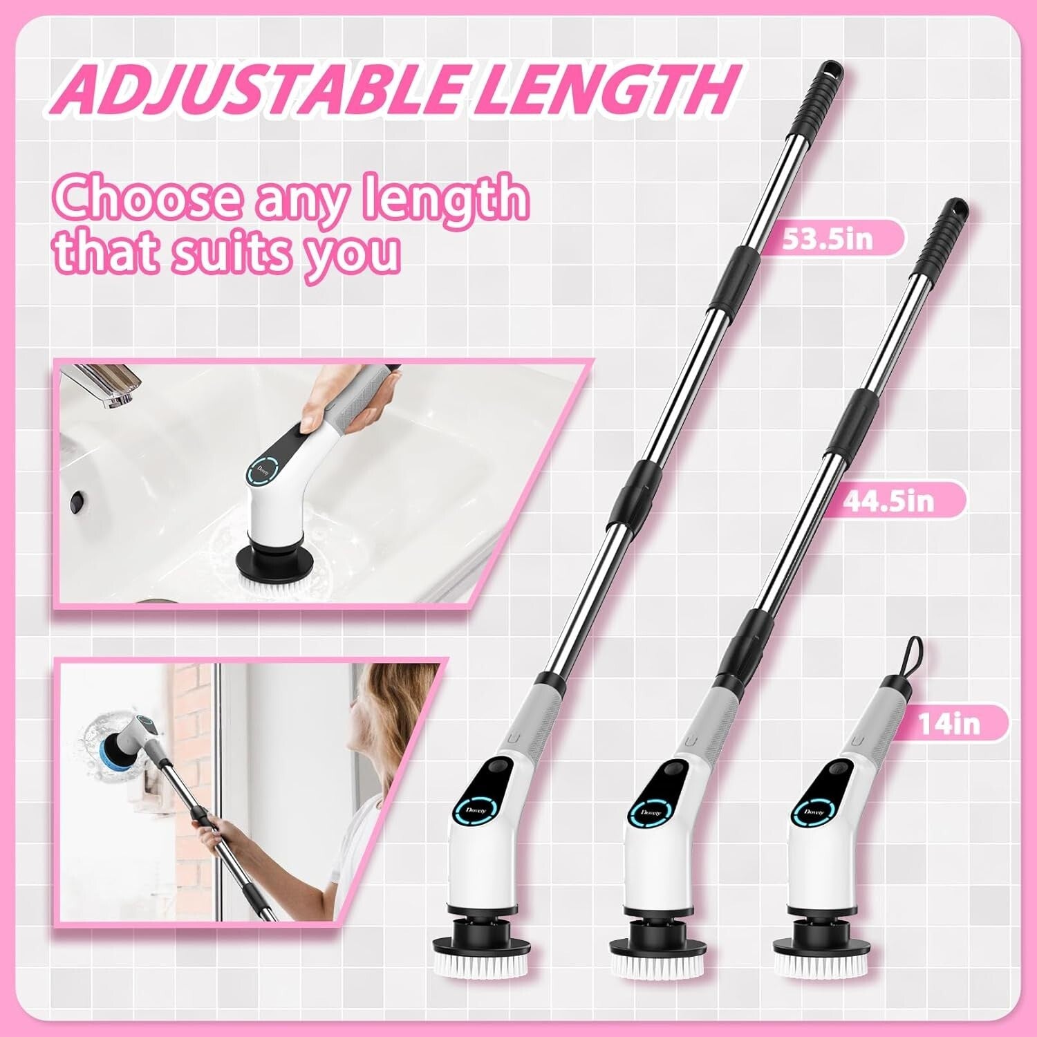 Advanced Cordless Cleaning Brush with Extendable Handle & 8 Versatile Heads