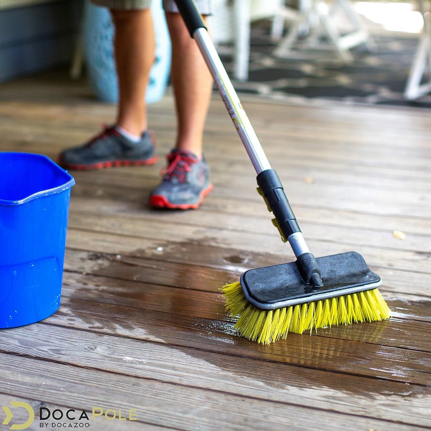 DOCA 6-24 Ft Scrub Brush & Extension Pole - Versatile Outdoor Cleaning Solution
