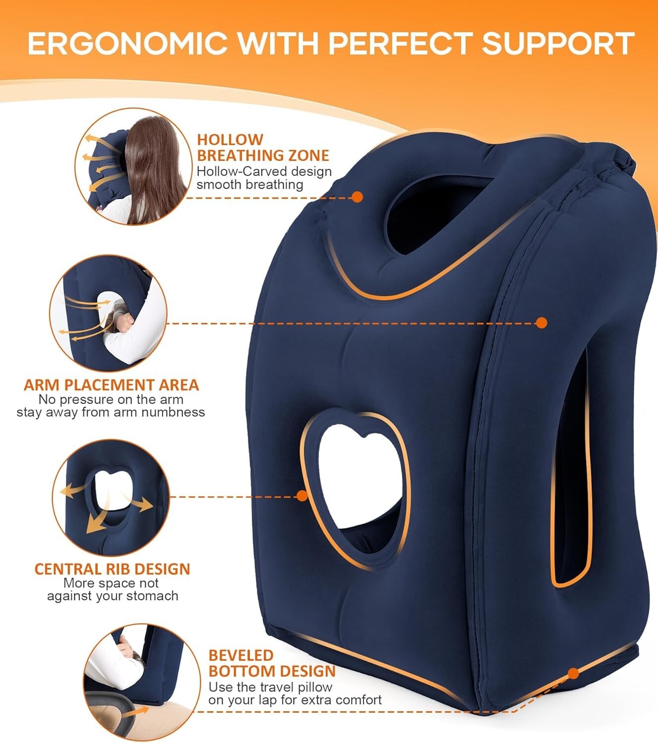 Ergonomic Inflatable Neck Pillow for Ultimate Travel Comfort - Eye Mask Included