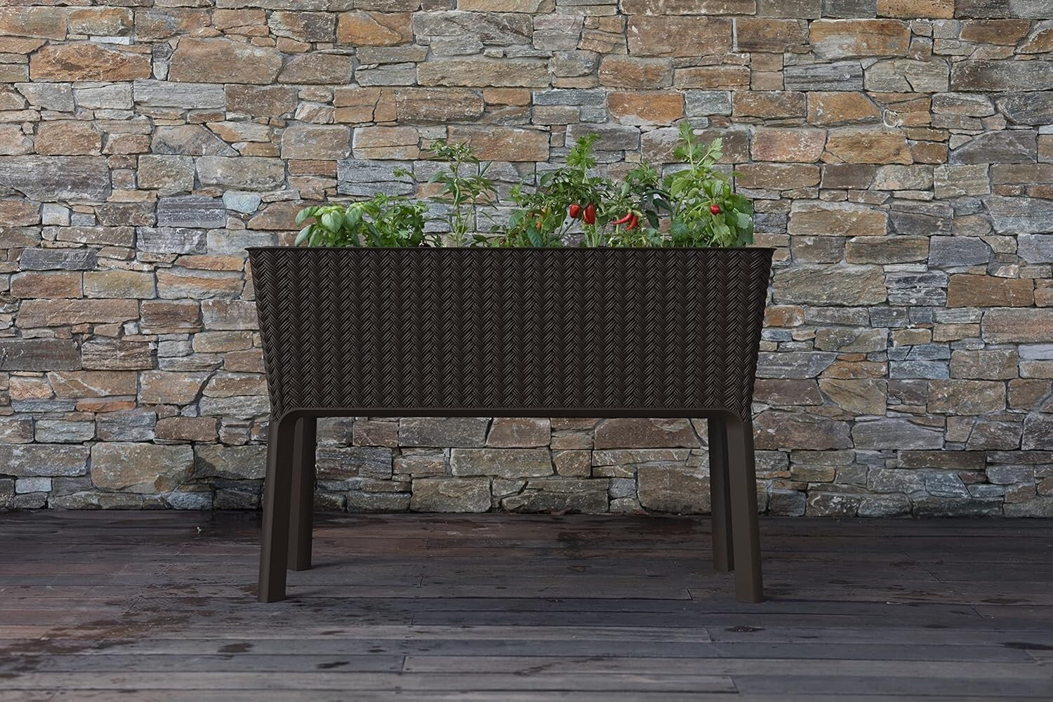 Modern 31.7 Gallon Self-Watering Planter with Drainage for Hassle-Free Gardening