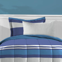 Load image into Gallery viewer, Cozy 7-Piece Full Bed Set with Rugby Stripe Comforter - Perfect for Kids' Rooms