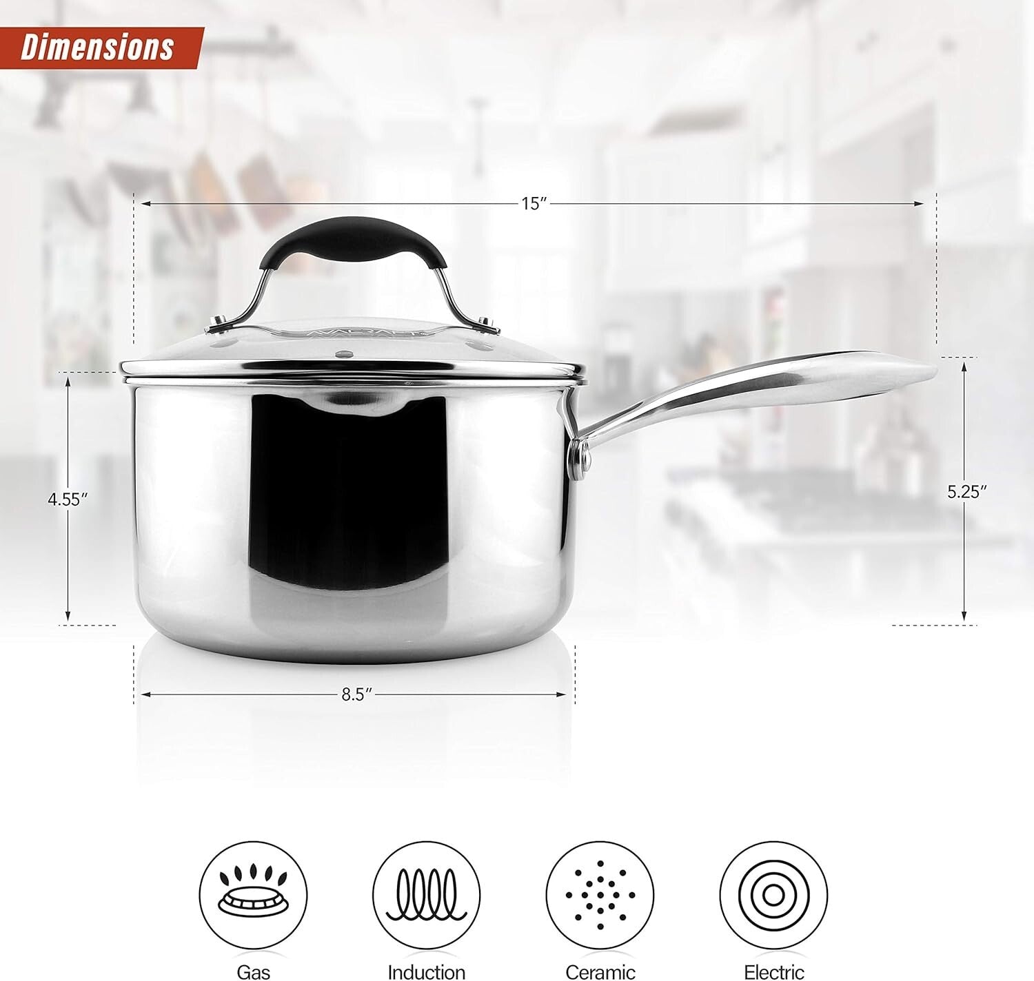 Elegant Tri-Ply Stainless Steel Cooking Pot with Dual Pour Spouts & Strainer Lid