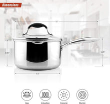 Load image into Gallery viewer, Elegant Tri-Ply Stainless Steel Cooking Pot with Dual Pour Spouts &amp; Strainer Lid