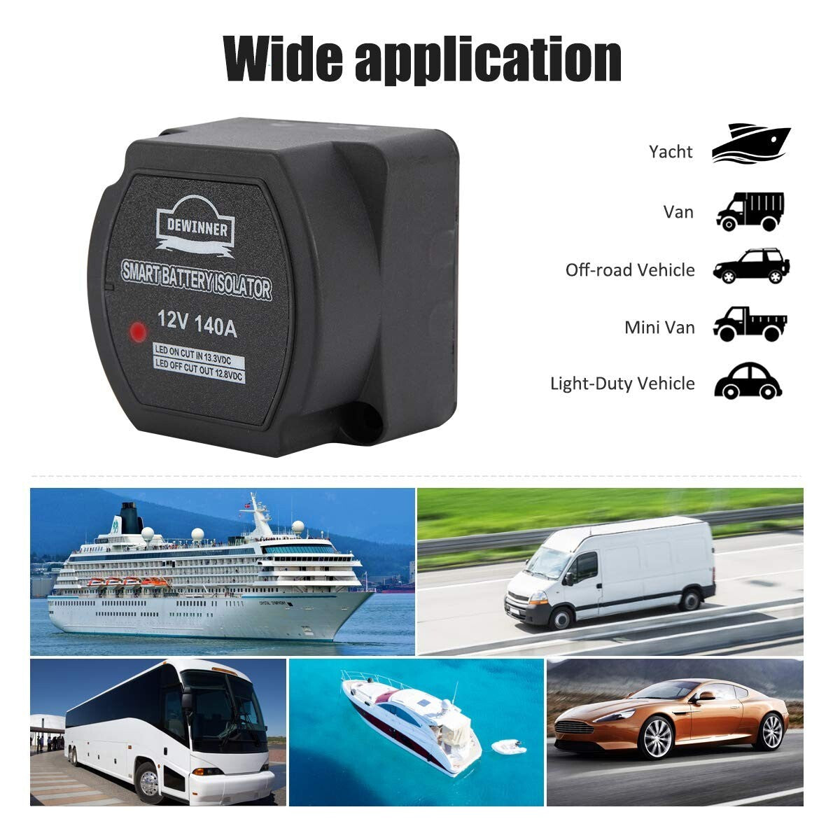 12V 140 Amp Dual Battery Isolator & Complete Wiring Kit for Easy Installations