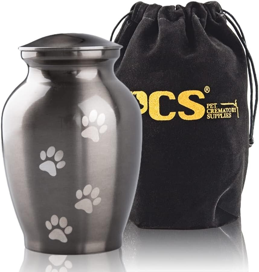 Large Silver Pet Cremation Urn with Threaded Lid - Honor Your Pet's Memory